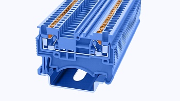 Проходная клемма DS1.5-01P-12 - Проходная клемма, тип фиксации провода: Push-in, номинальное сечение: 1.5 мм кв., 17,5A, 500V, ширина: 3,5 мм, цвет: синий, втычная перемычка, тип монтажа: DIN35