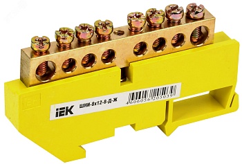 Шина PE "земля" на DIN-изол ШНИ-8х12-8-Д-Ж YNN10-812-8D-K05