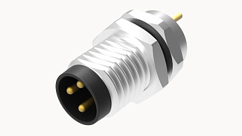 Вилочный разъем SP-M8A-08P-MM-SF7003 - Вилочный разъем в панель,8 полюсов, M8, гайка спереди, монтаж на плату, 180 град., A-Code, 1,5А, 30V, M8*1, металл