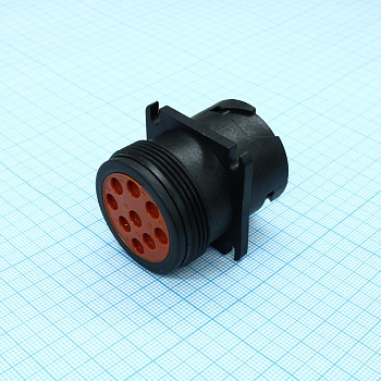 HD10-9-1939P - Соединитель круглый 9 контактов 1 порт фланцевое крепление монтаж на кабель автомобильного применения россыпь