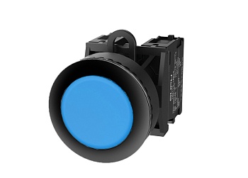 Кнопка плоская (синяя) TS2030-0AM40 - Кнопка круглая плоская, без блокировки, без подсветки, утопленное пластиковое переднее кольцо, без контактной группы, диаметр головки кнопки 36 мм, диаметр посадочного отверстия: 22 мм, цвет: синий