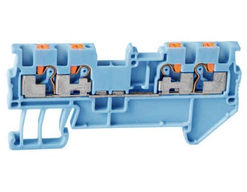 Проходная клемма UJ6-1.5/2X2(BU) - Проходная клемма, 4 точки подключения в клемме, тип фиксации провода: push-in, номинальное сечение: 1,5 мм кв., 17,5A, 500V, ширина: 3,5 мм, цвет: синий, тип монтажа: DIN 35