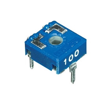 CA9MV10-100KA2020 - Потенциометр с линейной характеристикой 100кОм 0.15Вт ротор - шестигранник под ручку, регулировка сверху, 9,8x10мм, расстояние между выводами 5,0/10мм