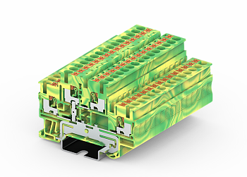Этажная клемма TPD4-2-PE - Этажная заземляющая клемма, тип фиксации провода: push-in, номинальное сечение: 4 мм кв., 28A, 500V, ширина: 5,2 мм, цвет: желто-зеленый, тип монтажа: DIN 35