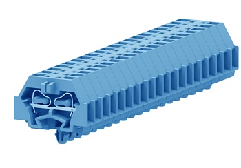 Клемма мини 240314 - Мини клемма, боковой подвод кабеля, 2 точки подключения в клемме, тип фиксации провода: пружинный, номинальное сечение: 1,5 мм кв., 18A, 400V, цвет: синий, тип монтажа: защелки в панель