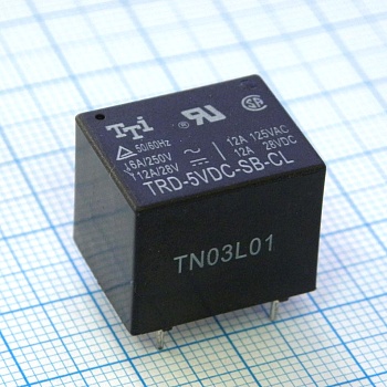 TRD-5VDC-SC-CL-R - миниатюрное 5VDC, 6A/250VAC 12А/28VDC, 1переключение