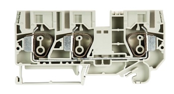 Клемма сдв. WKFN 10 D1/2/35 - Проходная клемма, 3 точки подключения, тип фиксации провода: пружинный, номинальное сечение: 10 мм кв., 57A, 800V, ширина: 10 мм, цвет: серый, тип монтажа: DIN 35