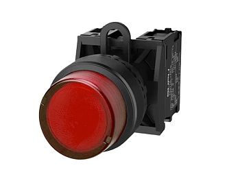 Кнопка выпуклая (красная) TS2513-0BM10-R20 - Кнопка круглая выпуклая, без блокировки, LED AC/DC 24V, пластиковое переднее кольцо, с плавным нажатием, с контактной группой 2NO, диаметр головки кнопки 29,5 мм, диаметр посадочного отверстия: 22 мм, цвет: кра