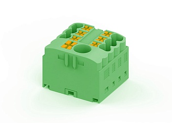 Распределительный блок TPA6/2.5-7-GN - Блок распределения потенциала, 7 точек подключения, тип фиксации провода: push-in, номинальное сечение: 2,5/6 мм кв., 41A, 450V, цвет: зеленый