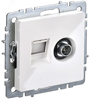 Розетка компьютерная + телевизионная 2-м Brite РТВ/РК12-БрБ RJ45 кат.5E + TV бел. BR-AK20-1-K01