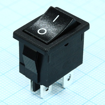 R19-20BBBT-G - Выключатель клавишный 6А 250В ON-OFF 4 Pin -черный-