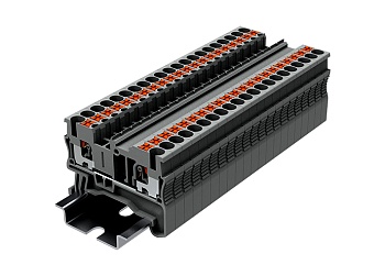 Проходная клемма TP2.5-2-BK - Проходная клемма, тип фиксации провода: push-in, номинальное сечение: 2,5 мм кв., 24A, 500V, ширина: 5,2 мм, цвет: черный, тип монтажа: DIN 35