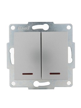 Выключатель 2-кл. 1п СП Karina 10А IP20 с подсветкой механизм матов. серебр. 707-4388-112