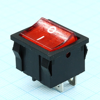 MIRS-201A-4C3-R/B - Переключатель с подсветкой ON-OFF (10A 125VAC, 6A 250VAC, 15A 12VDC) DPST 4P