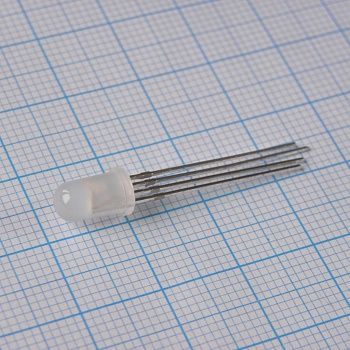 BL-L515RGBW-CC - Светодиод 5мм/красный/630нм/500мкд - зеленый/525нм/600мкд - синий/430нм/300мкд/белый матовый/30°/общий катод