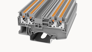 Проходная клемма DS1.5-QU-01P-11 - Проходная клемма, 4 точки подключения, тип фиксации провода: Push-in, номинальное сечение: 1.5 мм кв., 17,5A, 500V, ширина: 3,5 мм, цвет: серый, втычная перемычка, тип монтажа: DIN35
