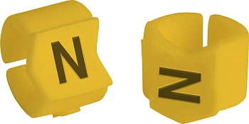 brd333423 - SCNG-23-N клипсы жёлтые, 50шт/упак, для провода 5,9-8,5мм диаметра, легенда N