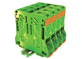 Заземляющая клемма TAPO95-2-PE - Заземляющая клемма, тип фиксации провода: пружинный, номинальное сечение: 95 мм кв., ширина: 25 мм, цвет: желто-зеленый, тип монтажа: DIN 35