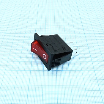 RK1-16 1X1 B/R"0-" - Выключатель клавишный ON-OFF без подсветки цвет корпуса (черный) цвет кнопки (красный)