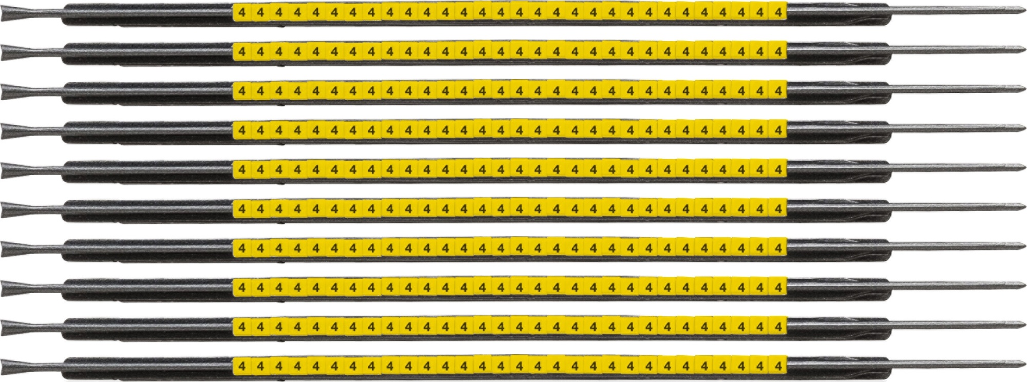 brd333054 - SCNG-05-4 клипсы жёлтые, 300шт/упак, для провода 1,4-1,8мм диаметра, легенда 4