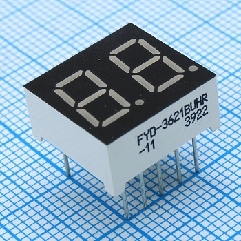 FYD-3621BUHR-11 - 2-х разрядный индикатор 9.2мм/красный/640нм/30-60мкд/ОА