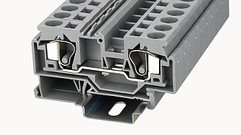 Проходная клемма WS10-01P-11 - Проходная клемма, тип фиксации провода: пружинный, номинальное сечение: 10 мм кв., 57A, 800V, ширина: 10 мм, цвет: серый, тип монтажа: DIN35