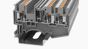 Клемма с диодом DS2.5-TW-LD R-L-01P-11 - Клемма с диодом, схема R-L, 3 точки подключения, тип фиксации провода: Push-in, номинальное сечение: 2.5 мм кв., 5A, 800V, ширина: 5,2 мм, цвет: серый, втычная перемычка, тип монтажа: DIN35