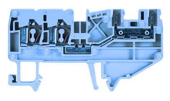 Клемма сдв. WKF 2.5 D2/8113/35 BLUE - Сдвоенная клемма для подключения разъема 8113, тип фиксации провода: пружинный, номинальное сечение: 2,5 мм кв., 16A, 250V, ширина: 5 мм, цвет: синий, тип монтажа: DIN 35