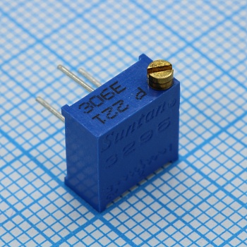 TSR-3296P-221R - Потенциометр многооборотный керметный 220Ом 0.5Вт ±10% 30 ±2 оборотов, (9.5 X 11.5 X 5мм)