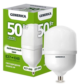 Лампа светодиодная HP 50Вт 4000К E27-E40 230В LL-HP-50-230-40-E27-E40-G