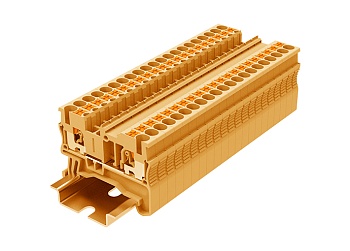 Проходная клемма TP2.5-2-OG - Проходная клемма, тип фиксации провода: push-in, номинальное сечение: 2,5 мм кв., 24A, 500V, ширина: 5,2 мм, цвет: оранжевый, тип монтажа: DIN 35