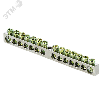 Шина PEN "ноль-земля" (6x9мм) 14 отв. цинк крепеж по центру PROxima sn1-63-14