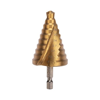 Сверло по металлу ступенчатое ТИТАН 9,0-36,0 мм 110 mm 65 HRC Р6М5 TiN KR-12-6614