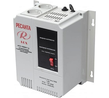 Стабилизатор напряжения АСН-1000 Н/1-Ц Lux 1ф 1кВт IP20 настен. релейный с двумя розетками 63/6/14