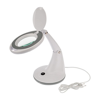 Лупа настольная 3D+12D - с подсветкой 48 LED и крышкой, белая