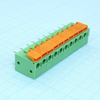 DG142V-5.08-10P-14-00A(H) - Нажимной безвинтовой клеммный блок 10 контактов. Зажим типа торцевой контакт. Серия DG142R-5.08