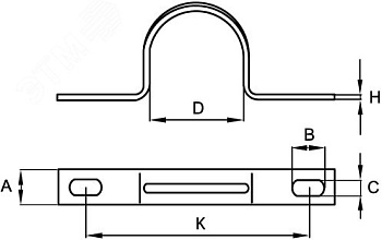Держатель оцинкованный двусторонний, д.32мм 53359R