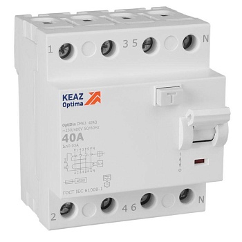 ВДТ без защиты от сверхтоков OptiDin DM63-4240-A-4,5-УХЛ4 (4P, 40, 30mA)