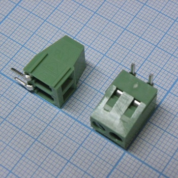 DG128R-5.0-02P-14-00A(H) - Винтовой клеммный блок c рельефной обоймой, 2 контакта шаг 5.0мм зеленый