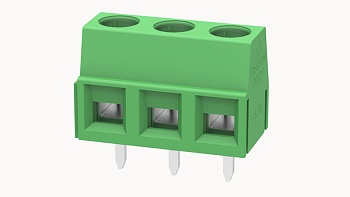 PCB клемма DG127-5.08-03P-14 - Клемма PCB, на плату, пайка, шаг 5,08 мм,3 полюса, угол монтажа 90 гад., сечение проводников: 0.75-1.5 мм кв., винтовая фиксация провода, 250V, 15А, цвет: зеленый, серия DG127