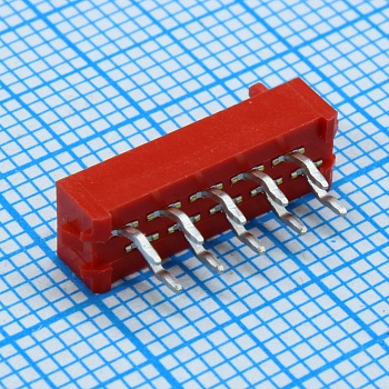 DS1015-07-10R6 - Вилка на плату IDC Micro Match 10 контактов, шаг 2.54мм, монтаж в отверстия