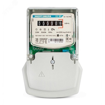 Счетчик CE101 S6 145 M6 1ф 5-60А класс точн. 1.0 1 тариф. на панель мех. ОУ 101001003007789