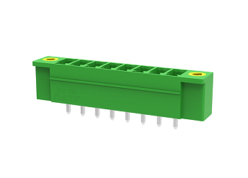 Вилочный разъем на плату MC-PA3.5V04-I-0002 - Вилочный разъем, вертикальный, на плату, шаг: 3.5 мм, 4 полюса, фиксация на плате пайкой, исполнение: с дополнительной фиксацией на плате, 160V, 8A, цвет: зеленый