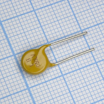 LB050LVF - Самовосстанавливающийся предохранитель PTC 0.05A(hold) 0.12A(trip) 265V 1A 15s 18.5Ohm, радиальные выводы, 8.3 X 10.7 X 3.8mm, россыпью
