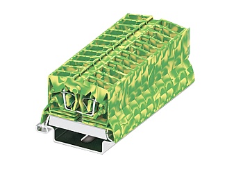 Заземляющая клемма 254607 - Заземляющая мини клемма, верхний подвод кабеля, 2 точки подключения в клемме, тип фиксации провода: пружинный, номинальное сечение: 2,5 мм кв., 24A, 800V, цвет: розовый, тип монтажа: DIN35