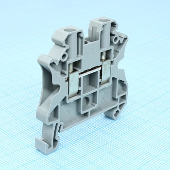 UT 4 - Проходные клеммы, номинальное напряжение: 1000 В, номинальный ток: 32 A, тип подключения: Винтовые зажимы, количество точек подсоединения: 2, cечение: 0,14 мм? - 6 мм?, AWG: 26 - 10, ширина: 6,2 мм, высота: 46,9 мм, цвет: cерый