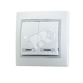 Выключатель 2-кл. СП Mira 10А IP20 с подсветкой с сер. вставкой бел. 701-0215-112