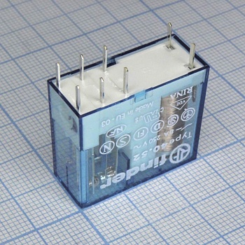 40.52.9.024.0000 - Миниатюрное универсальное электромеханическое реле; монтаж на печатную плату или в розетку; выводы с шагом 5мм; 2CO 8A; контакты AgNi; катушка 24В DC; степень защиты RTII