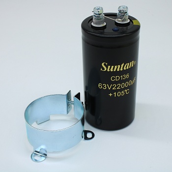 TS13DY1J223MSB000R - Конденсатор алюминиевый электролитический 63В 22000мкФ ±20% 50*100 P:22мм 9000мА 2000час 105°С  выводы под винт