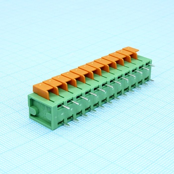 DG142V-5.08-12P-14-00A(H) - Нажимной безвинтовой клеммный блок 12 контактов. Зажим типа торцевой контакт. Серия DG142R-5.08